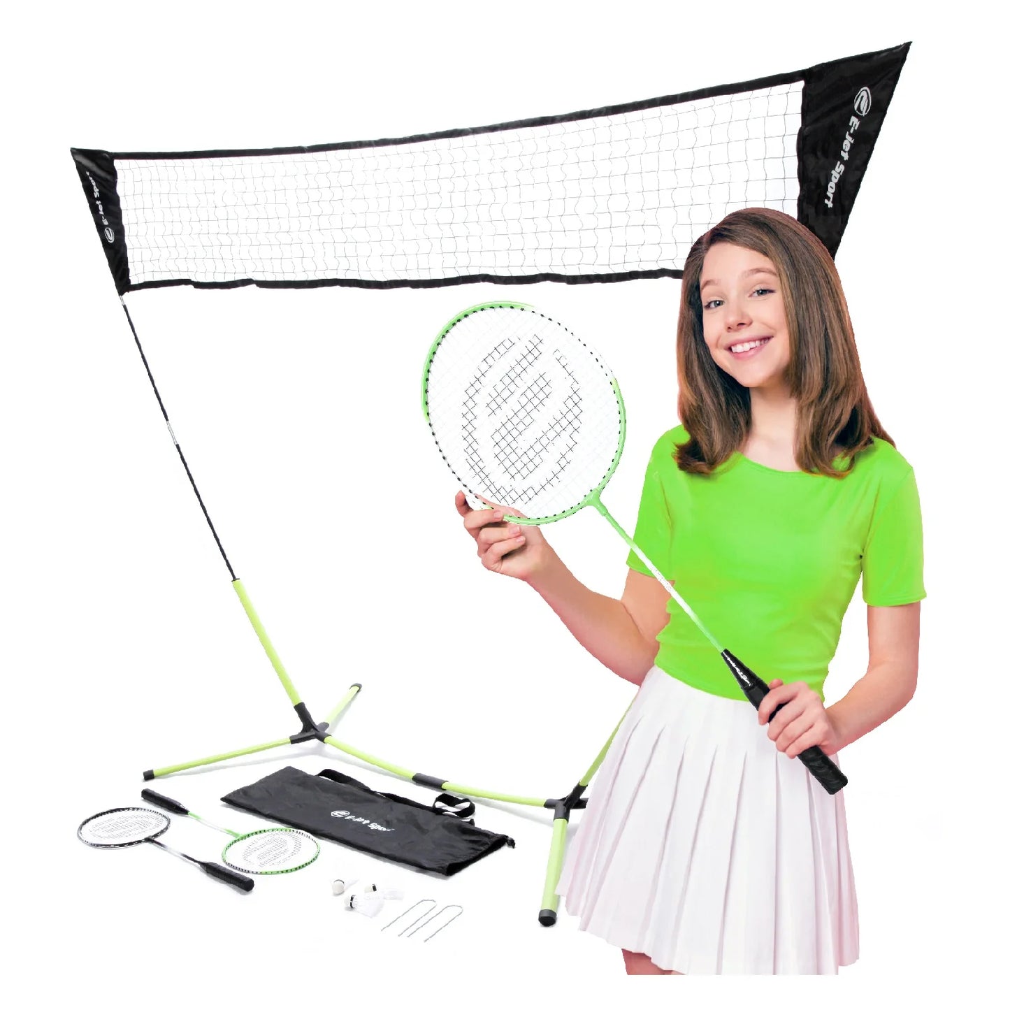 Badminton Net Outdoor Game Set - Rackets Shuttlecocks Combo No Tools Required, Portable